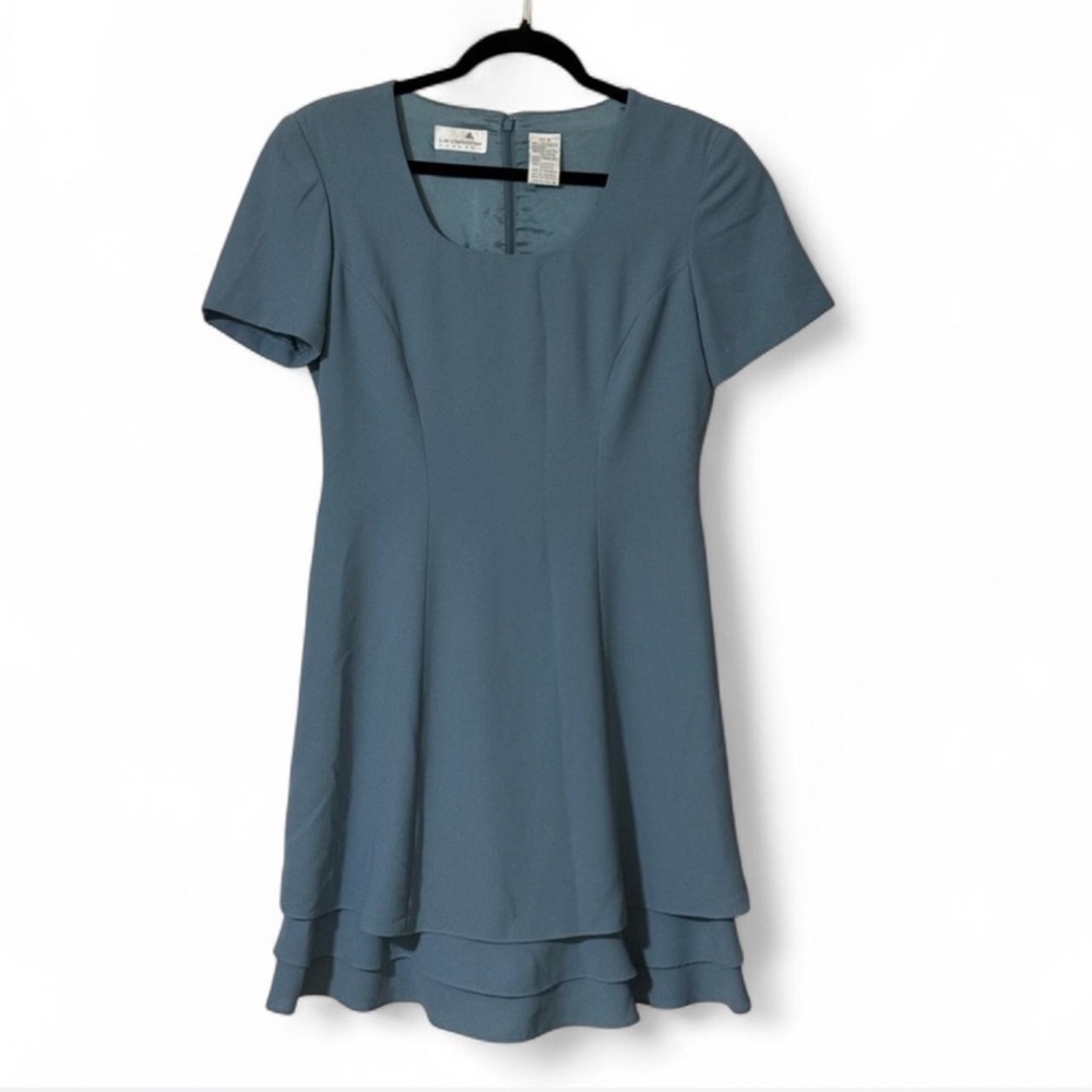 ***Liz Claiborne Blue Short Sleeve Tiered Mini Dress - Size 6 - Picture 2 of 6